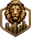Royal Pro Management lion and skyline shield logo